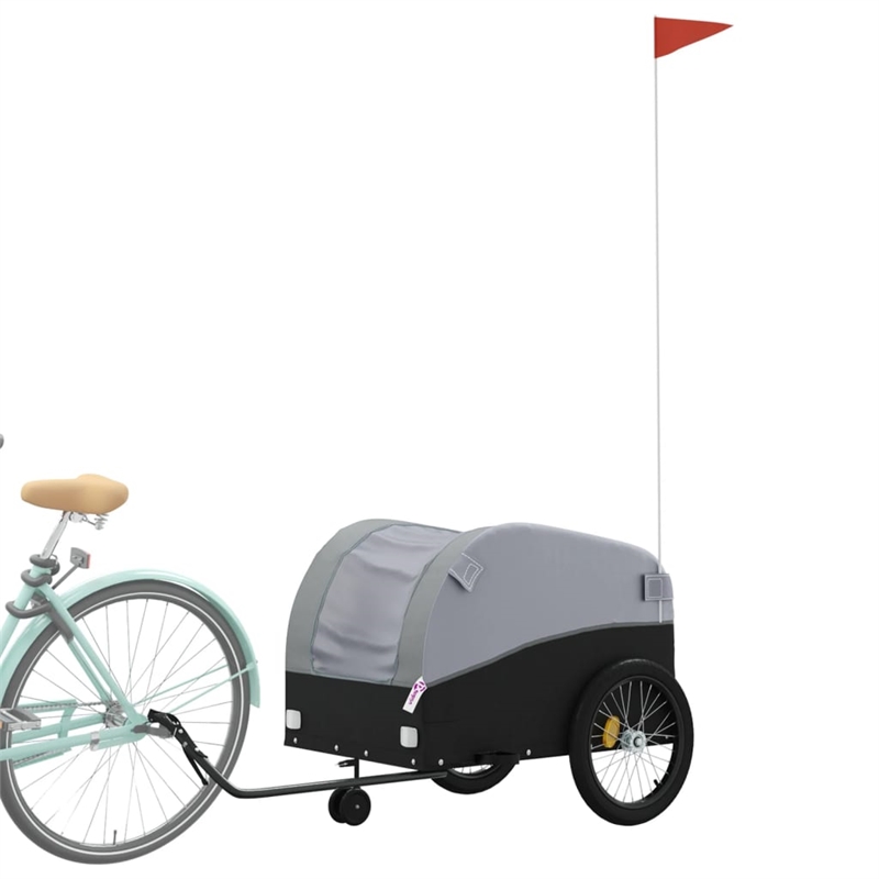 vidaXL 99.2 lb Iron Bike Trailer in Black and Gray