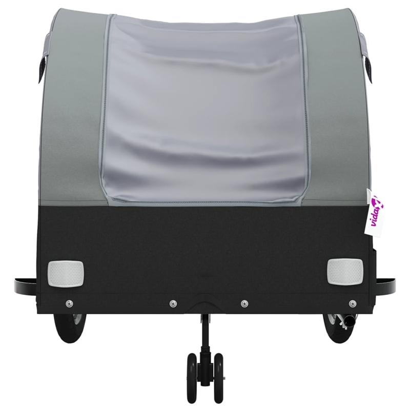 vidaXL 99.2 lb Iron Bike Trailer in Black and Gray