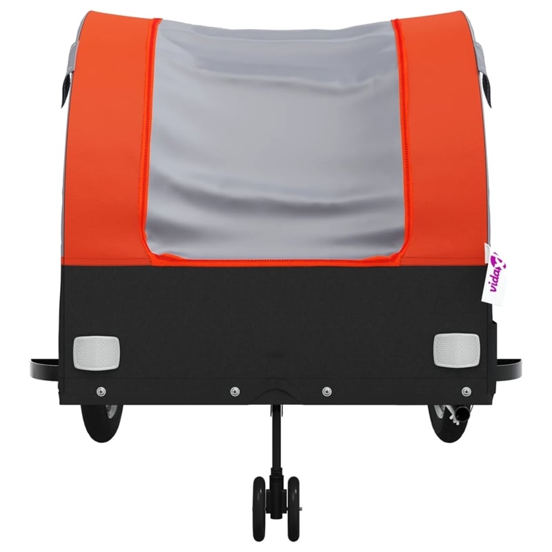 vidaXL 99.2 lb Iron Bike Trailer in Black and Orange