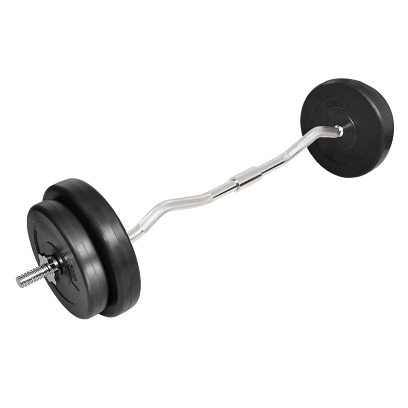 vidaXL Curl Bar with Weights in Black