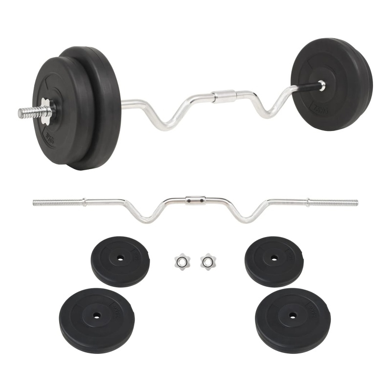 vidaXL 66.1lbs Barbell Set in Black