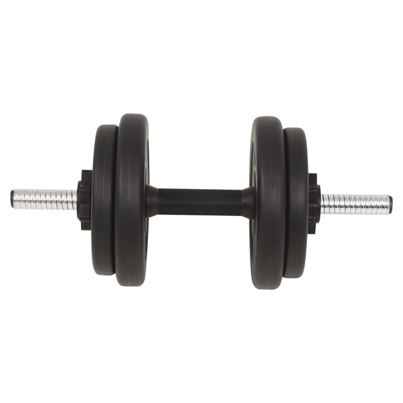 vidaXL 132.3lbs Barbell and Dumbbell Set in Black