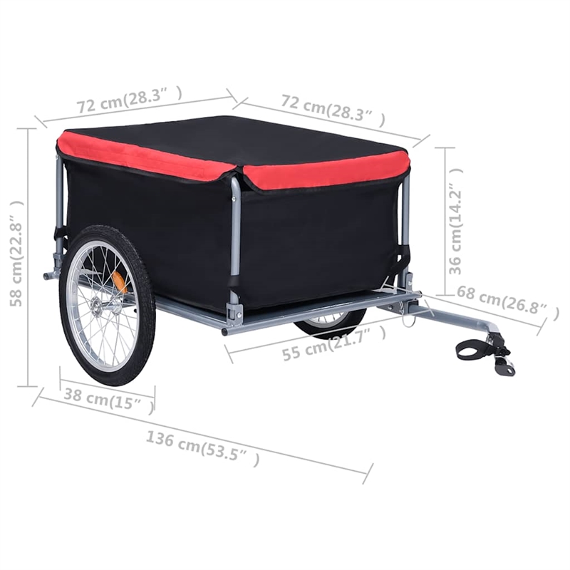 vidaXL 143.3 lbs Bike Trailer in Black and Red