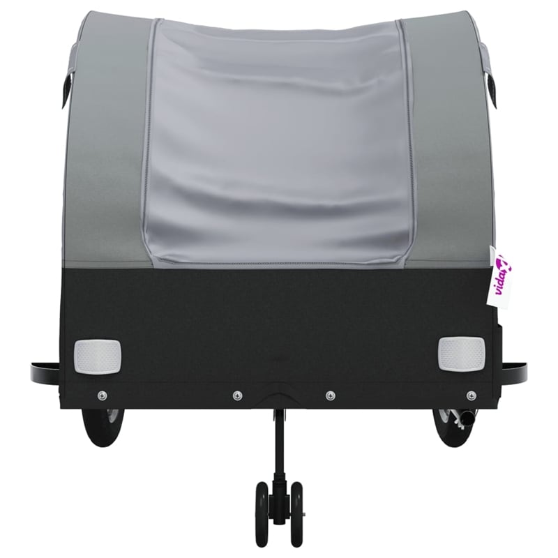 vidaXL 99.2 lb Iron Bike Trailer in Black and Gray