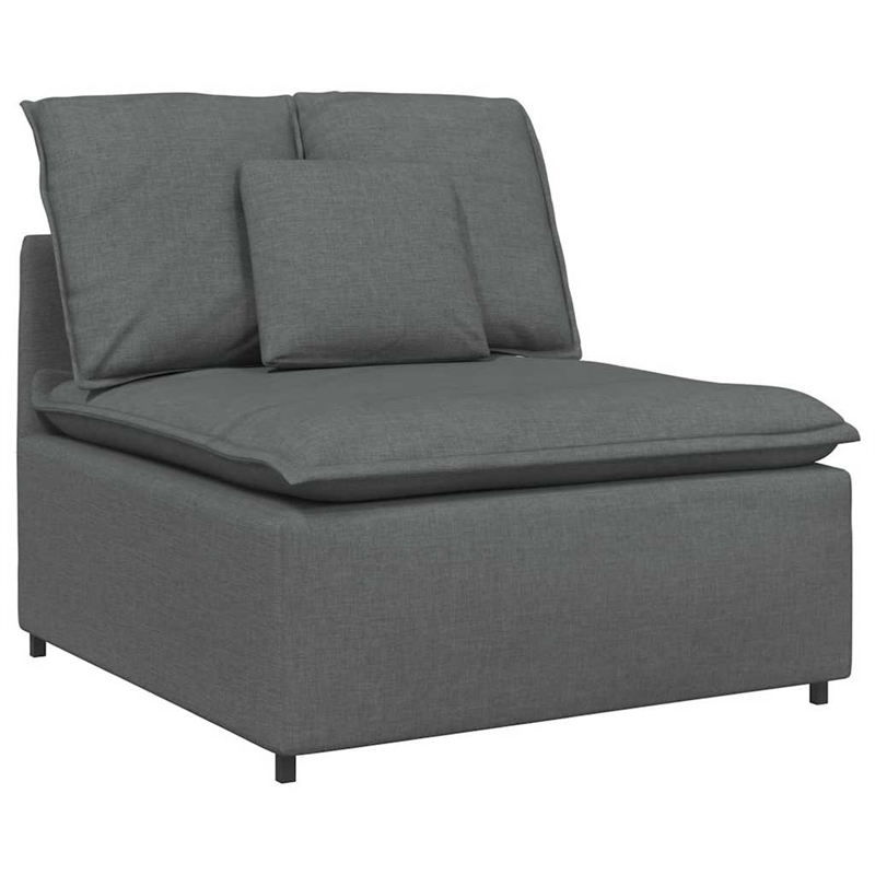 vidaXL Modular Sofa with Footstool and Cushions in Dark Gray