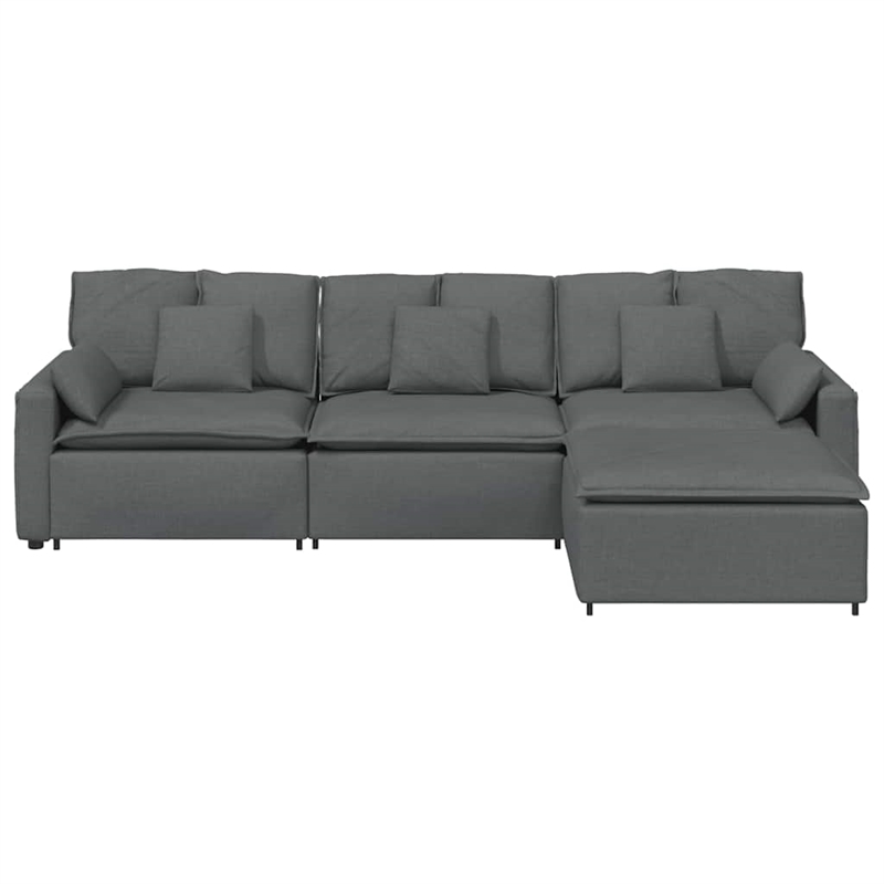 vidaXL Modular Sofa with Footstool and Cushions in Dark Gray
