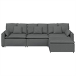vidaXL Modular Sofa with Footstool and Cushions in Dark Gray