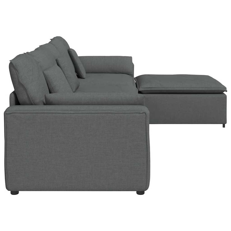 vidaXL Modular Sofa with Footstool and Cushions in Dark Gray
