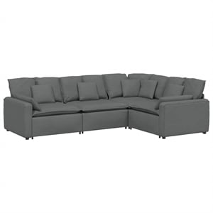 vidaXL Modular Sofa with Cushions in Dark Gray Fabric