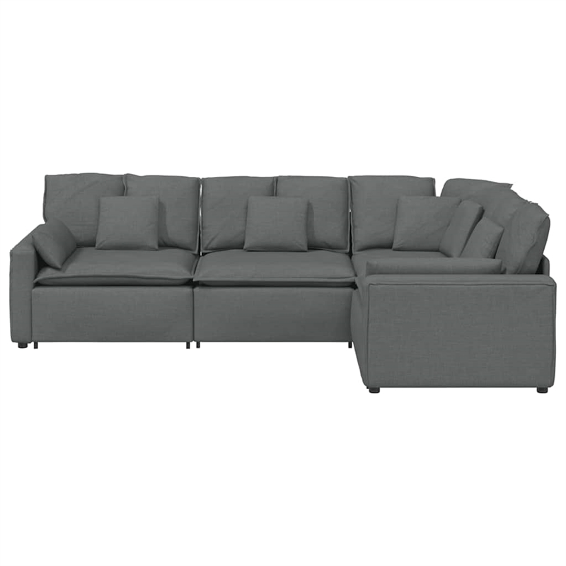vidaXL Modular Sofa with Cushions in Dark Gray Fabric