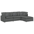 vidaXL Modular Sofa with Footstool & Cushions in Dark Gray Fabric