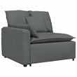 vidaXL Modular Sofa with Footstool & Cushions in Dark Gray Fabric
