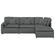 vidaXL Modular Sofa with Footstool & Cushions in Dark Gray Fabric