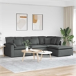 vidaXL Modular Sofa with Footstool & Cushions in Dark Gray Fabric
