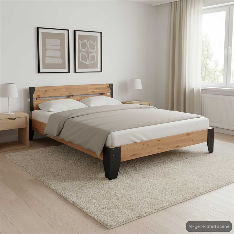 vidaXL Solid Acacia Wood Durable Full Bed Frame in Brown