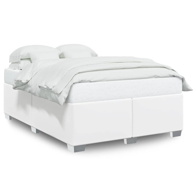 vidaXL Engineered Wood Faux Leather Full Bed Frame in White