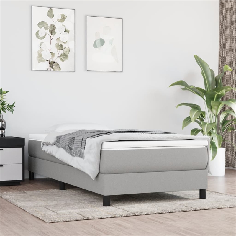vidaXL Twin Fabric Bed Frame without Mattress in Light Gray