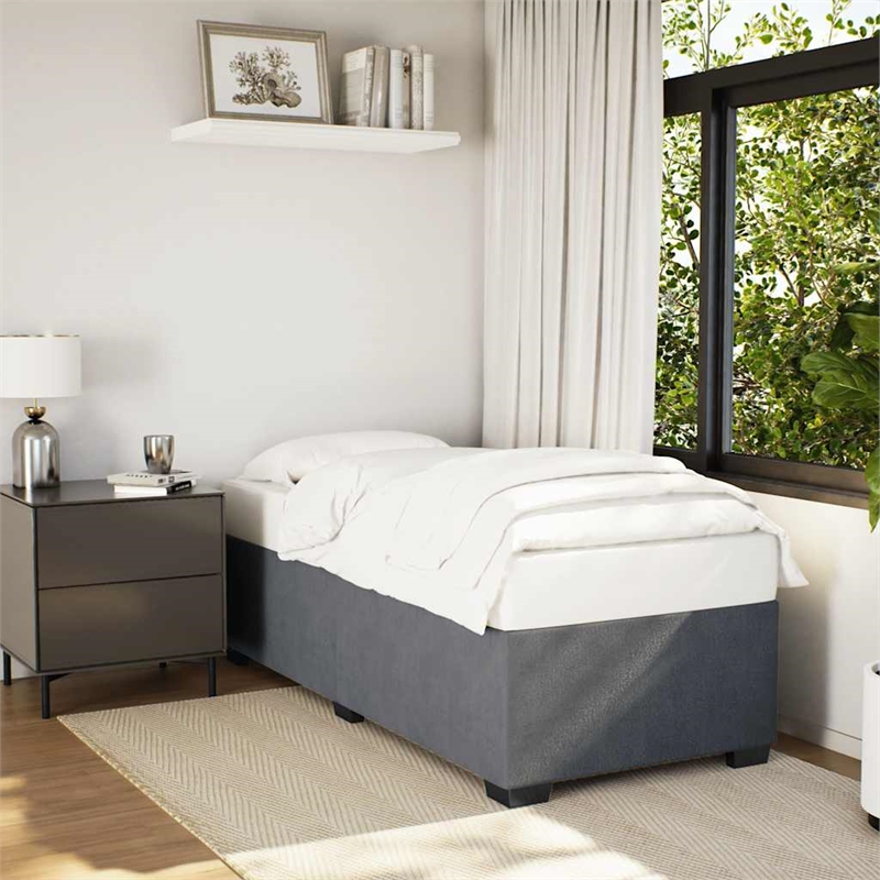 vidaXL Engineered Wood Twin Bed Frame in Dark Gray