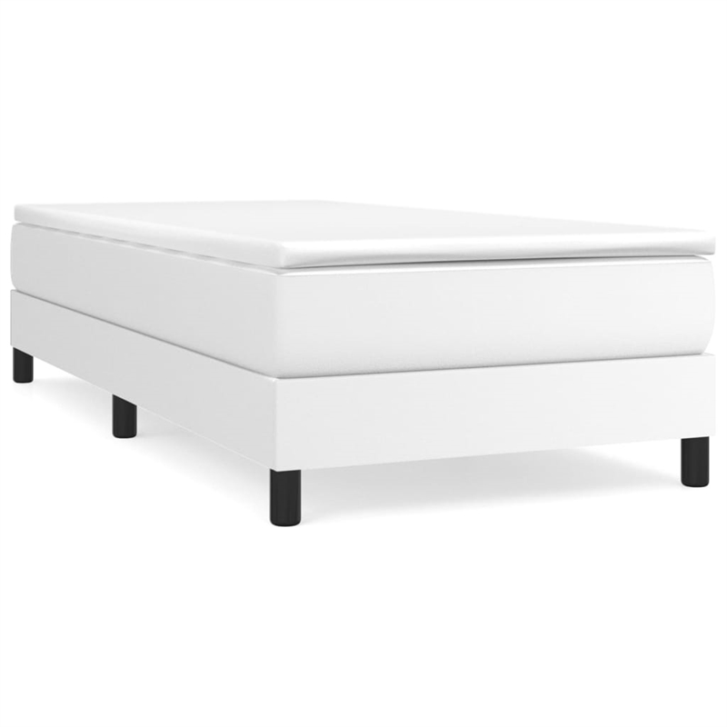 vidaXL Twin XL Sturdy Faux Leather Plywood Bed Frame in White