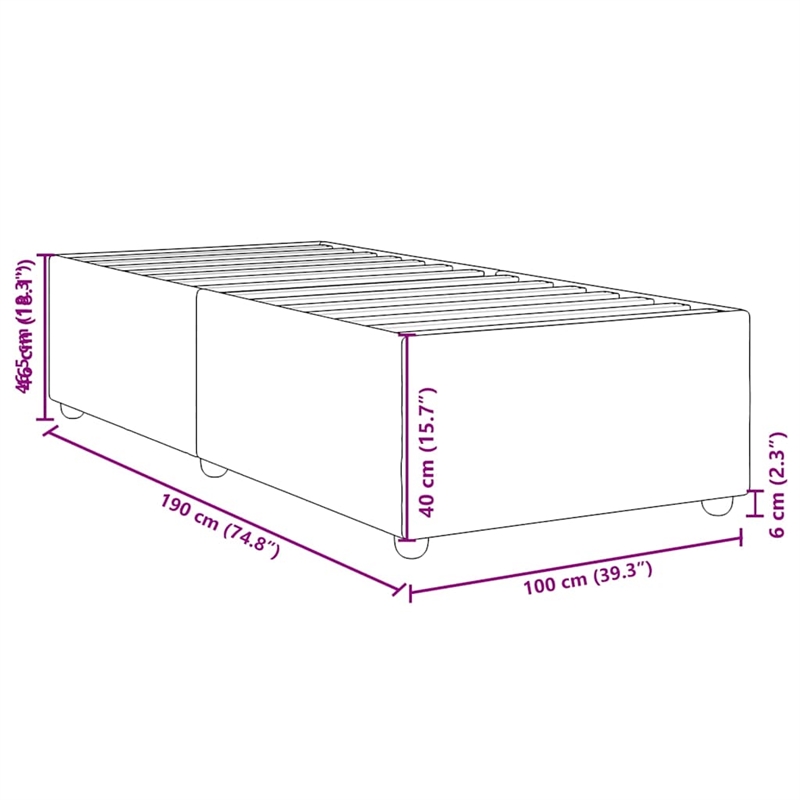 vidaXL Engineered Wood Twin Bed Frame in Dark Gray
