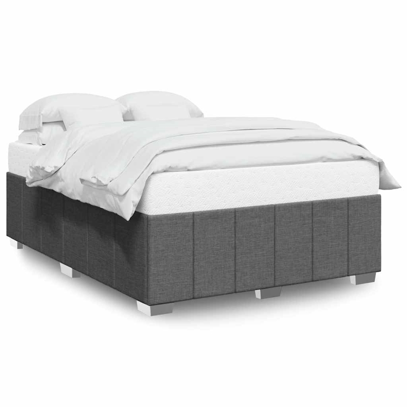 vidaXL Modern Engineered Wood Queen Bed Frame in Dark Gray