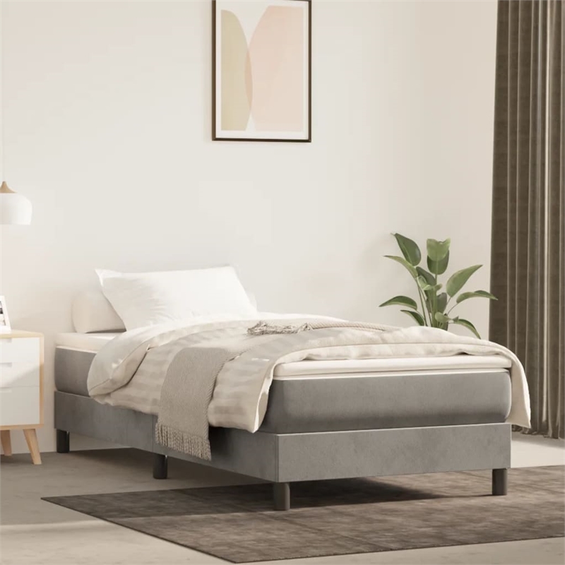 vidaXL Velvet Twin Bed Frame in Light Gray