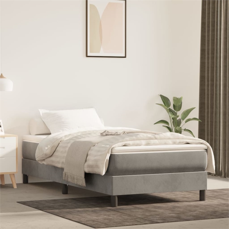 vidaXL Twin XL Engineered Wood Bed Frame in Light Gray