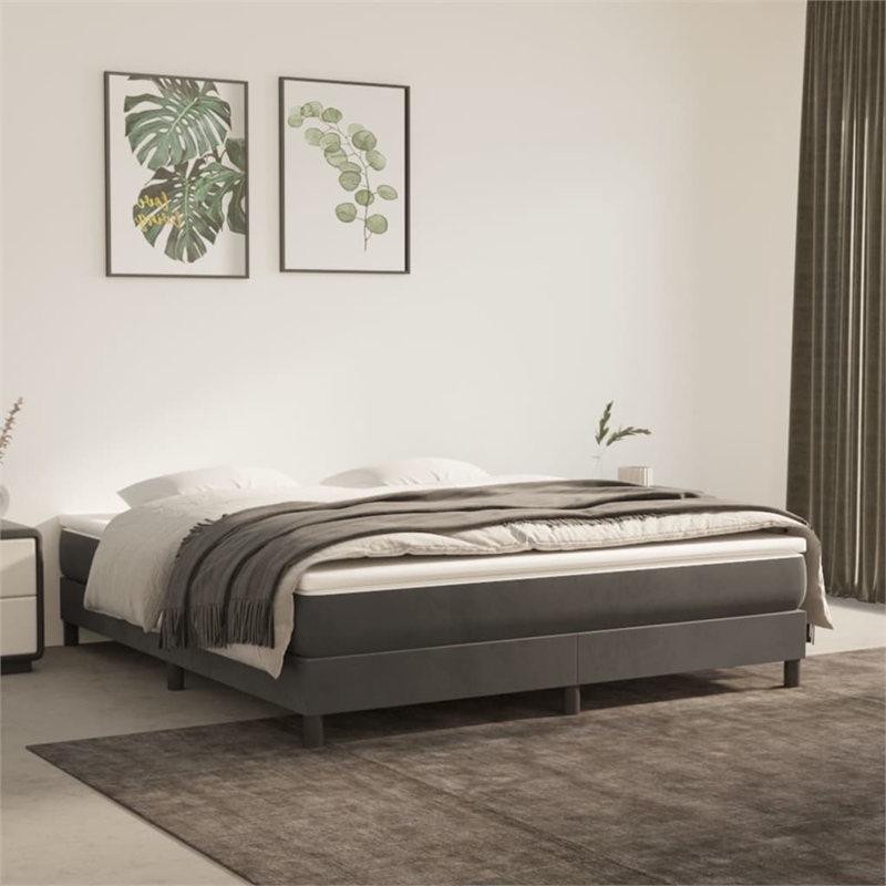 vidaXL Velvet King Bed Frame in Dark grey