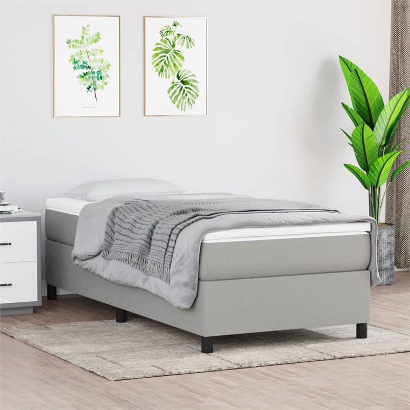 vidaXL Engineered Wood Twin Bed Frame in Light Grey