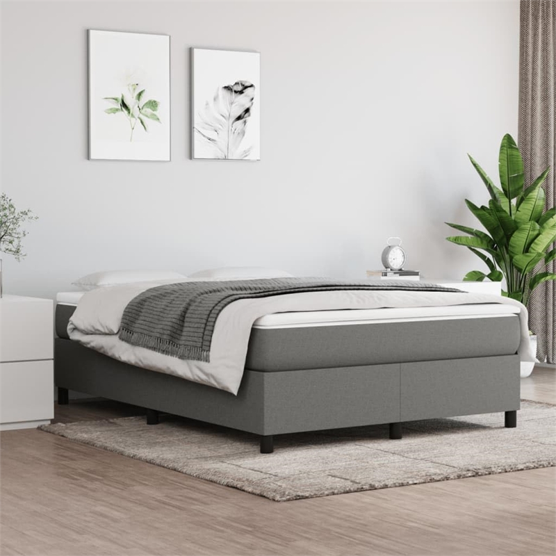 vidaXL Modern Engineered Wood Full Bed Frame in Dark Grey