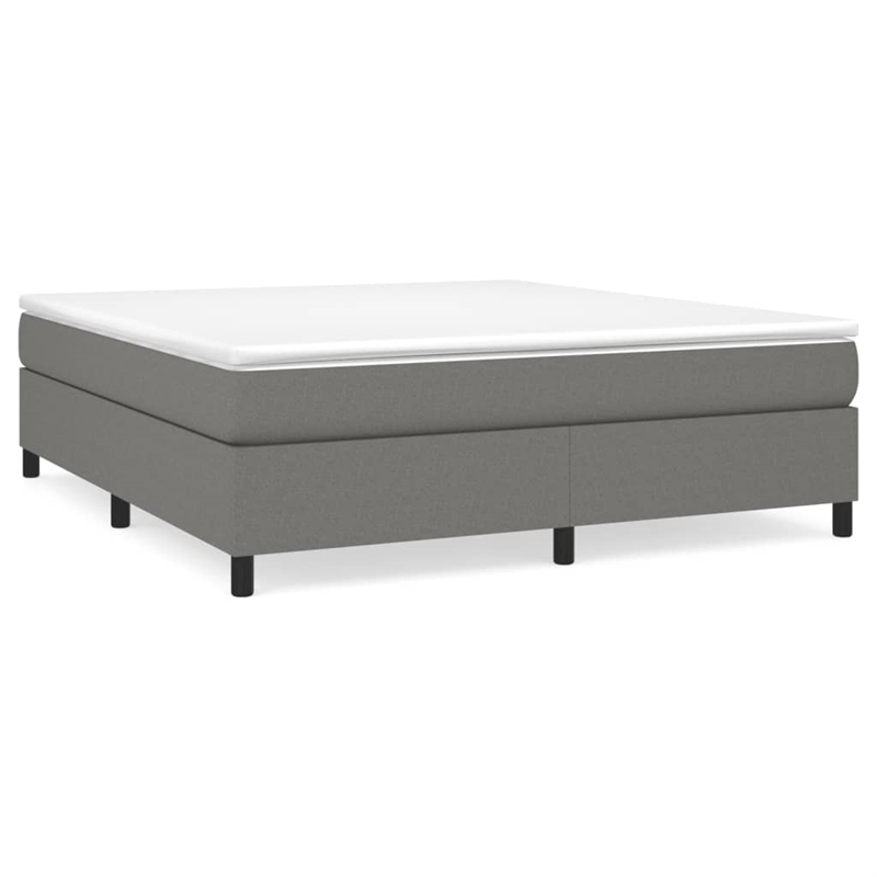 vidaXL Engineered Wood King Bed Frame in Dark Gray Fabric