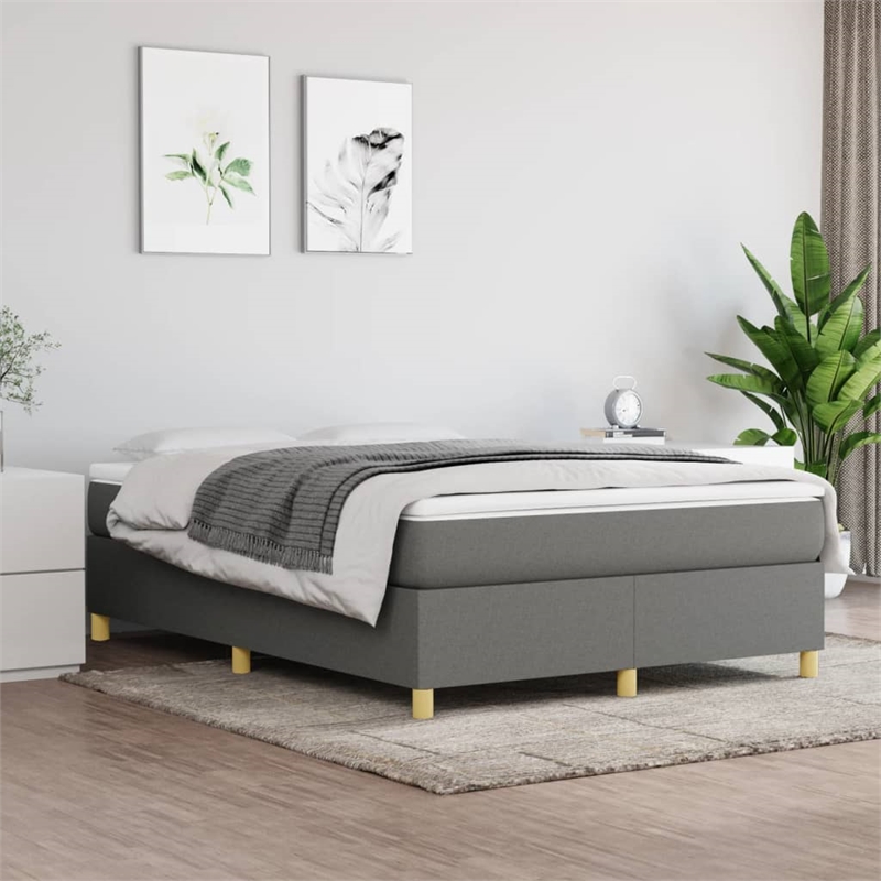 vidaXL Modern Engineered Wood Full Bed Frame in Dark Grey