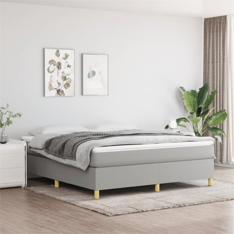 vidaXL Engineered Wood King Bed Frame in Light Grey