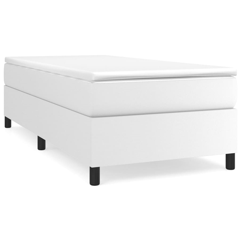 vidaXL Twin XL Sturdy Faux Leather Plywood Bed Frame in White