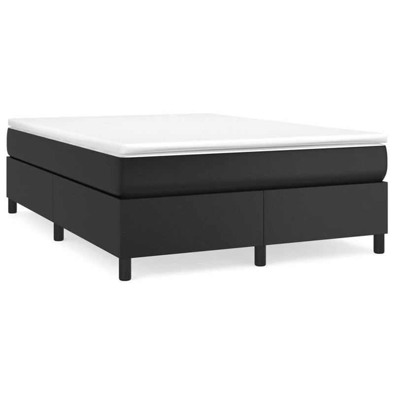vidaXL Engineered Wood Faux Leather Queen Bed Frame in Black