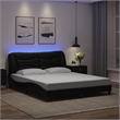 vidaXL Engineered Wood Faux Leather Queen Bed Frame in Black