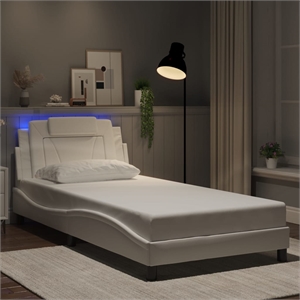 vidaXL Rectangular Twin Bed Frame in White