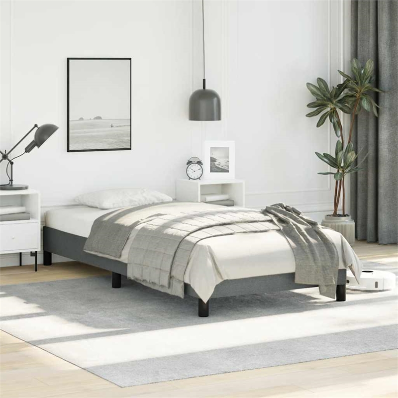 vidaXL Engineered Wood Twin Bed Frame in Dark Gray