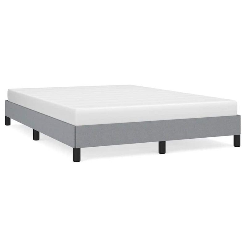 vidaXL Engineered Wood Faux Leather Full Bed Frame in Light Gray