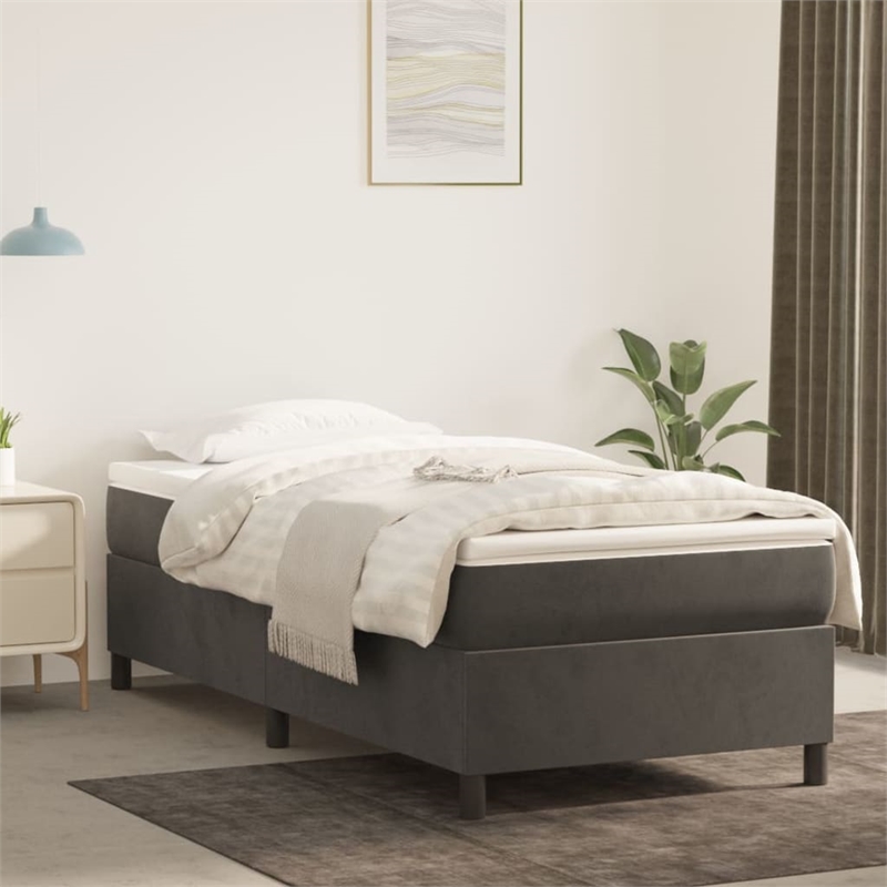 vidaXL Engineered Wood Velvet Bed Frame in Dark Grey