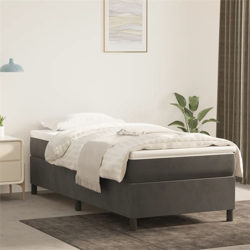 vidaXL Engineered Wood Velvet Bed Frame in Dark Grey