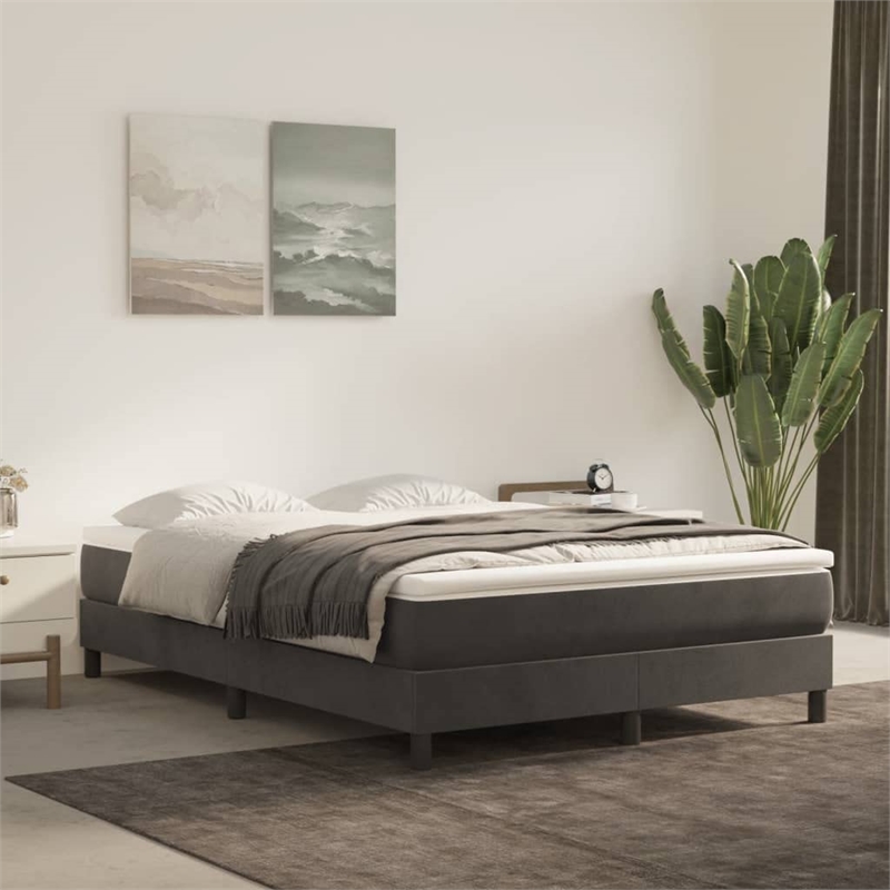 vidaXL Engineered Wood Velvet Bed Frame in Dark Grey