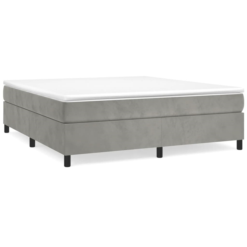 vidaXL Velvet King Bed Frame in Light Grey