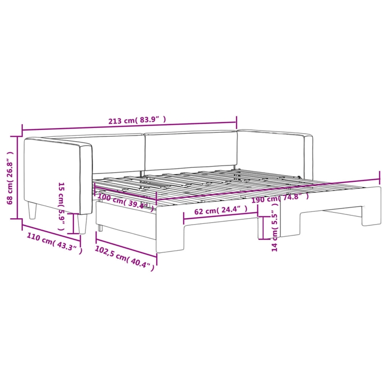 vidaXL Modern Sleeper Sofa Day Bed in Dark Gray