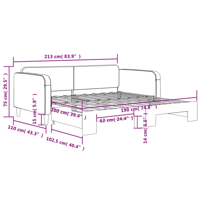 vidaXL Solid Wood Daybed With Trundle in Dark Grey