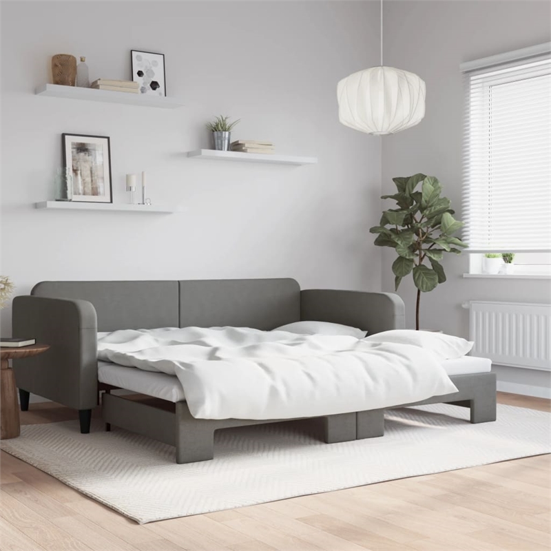 vidaXL Solid Wood Daybed With Trundle in Dark Grey