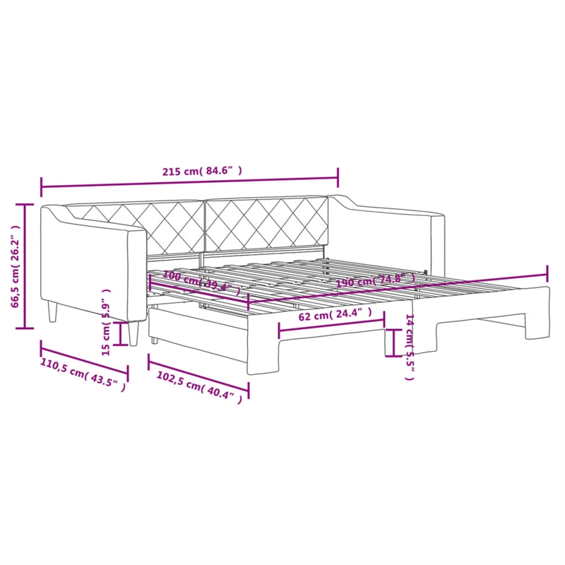 vidaXL Daybed With Trundle in Dark Gray