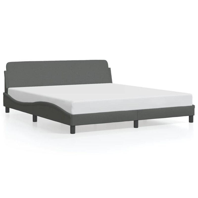 vidaXL Engineered Wood Bed Queen Frame in Dark Gray