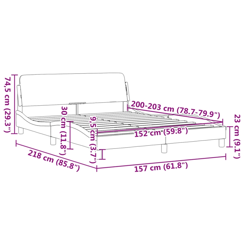vidaXL Engineered Wood Faux Leather Queen Bed Frame in Black and White