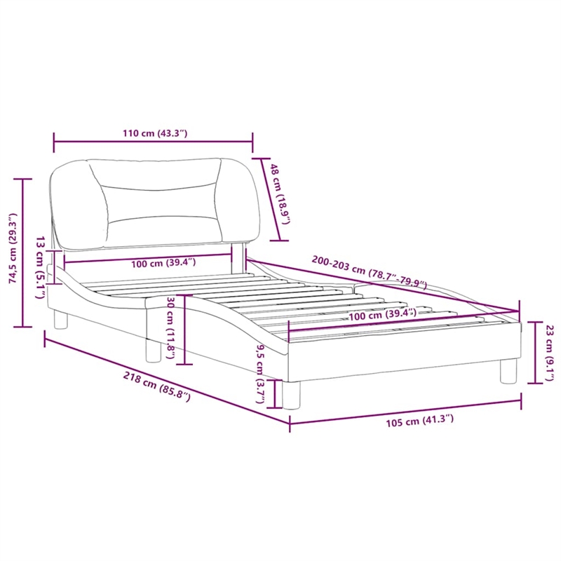 vidaXL Twin XL Engineered Wood Bed Frame in Light Gray